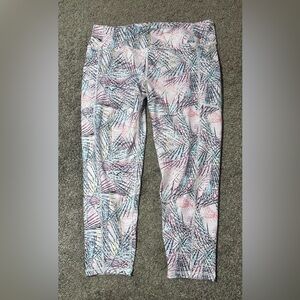 Pro Player Pastel Palm-Print Stretch Leggings - Pink, Blue, White